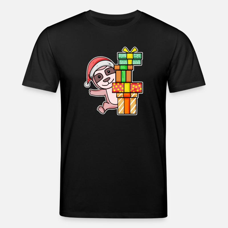 Weihnachten Faultier mit Geschenke - Stanley/Stella Unisex Bio-T-Shirt CREATOR  - Schwarz