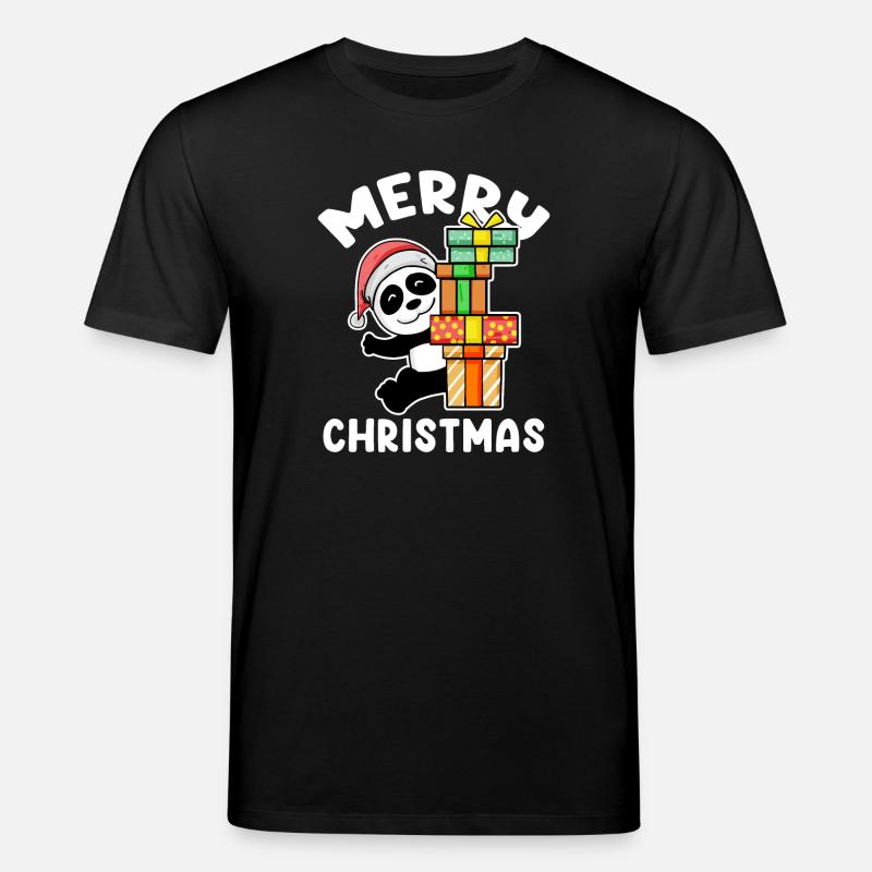 Frohe Weihnachten Panda - Stanley/Stella Unisex Bio-T-Shirt CREATOR  - Schwarz