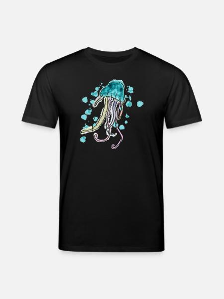 Watercolor Jellyfish Design for Sea Lovers - Stanley/Stella CREATOR Unisex Organic T-Shirt - black