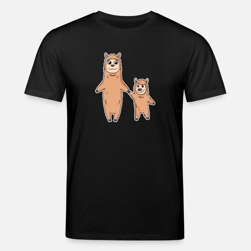 Lama avec bébé lama - T-shirt bio CREATOR Stanley/Stella Unisexe - noir