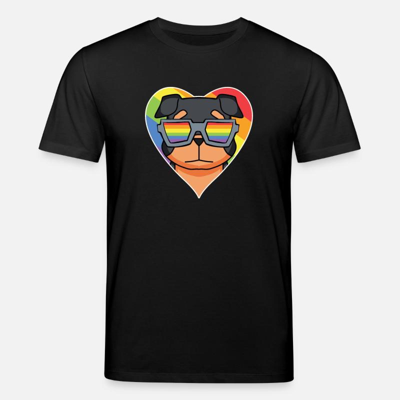 Regenbogen - Hund mit Brille - Rottweiler - Stanley/Stella Unisex Bio-T-Shirt CREATOR  - Schwarz