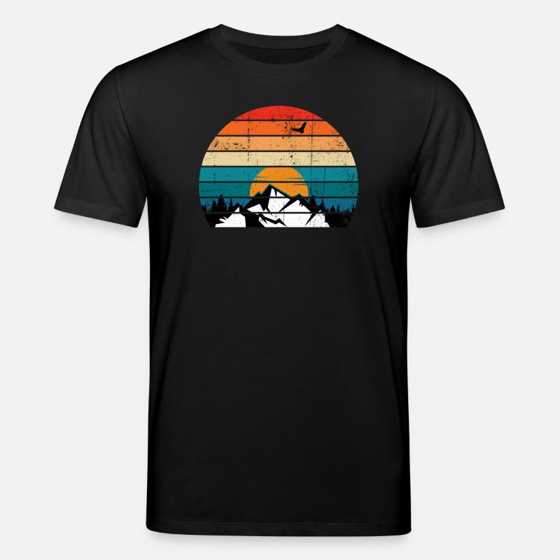 Retro Sunset Peak Silhouette - Stanley/Stella Unisex Bio-T-Shirt CREATOR  - Schwarz