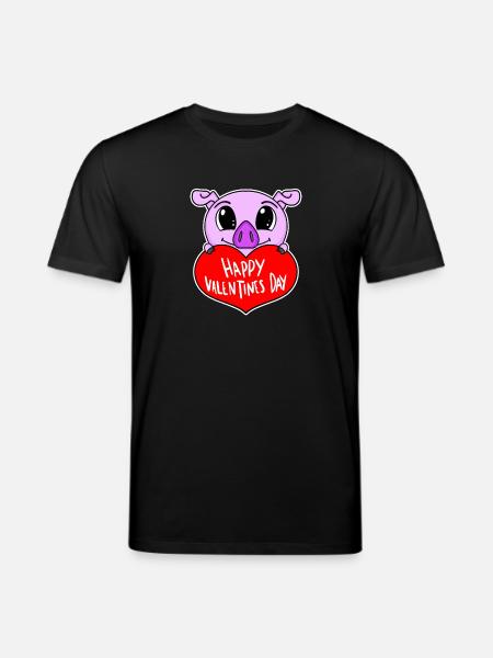 Valentine's Day Heart Pig - Stanley/Stella CREATOR Unisex Organic T-Shirt - black