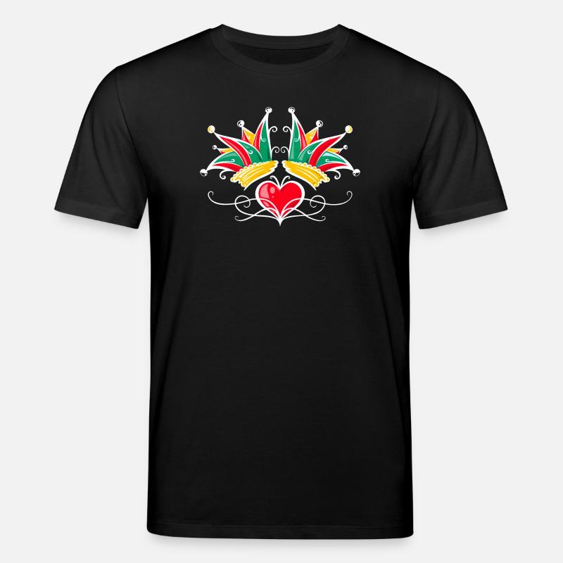 Fool's Cap Carnival Heart Tattoo - Stanley/Stella CREATOR Unisex Organic T-Shirt - black