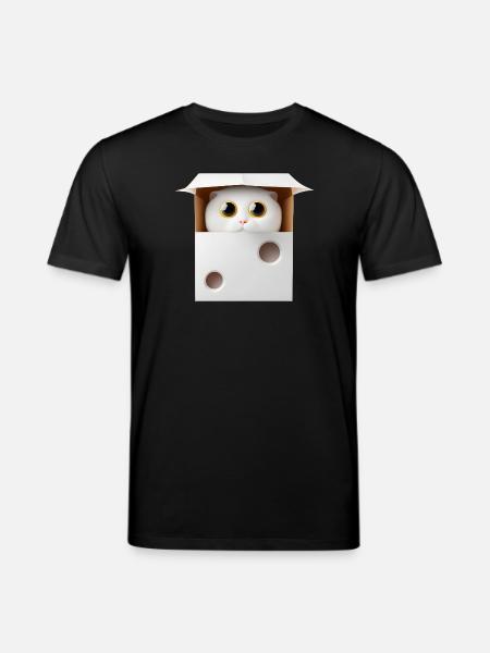 Chat mignon dans une boîte carton - T-shirt bio CREATOR Stanley/Stella Unisexe - noir