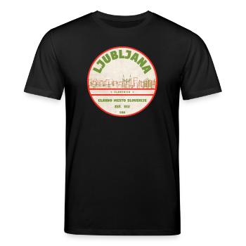 Emblème du logo de la ville ancienne de Ljubljana - T-shirt bio CREATOR Stanley/Stella Unisexe - noir - Devant - Alina (178cm) & Michal (187cm)