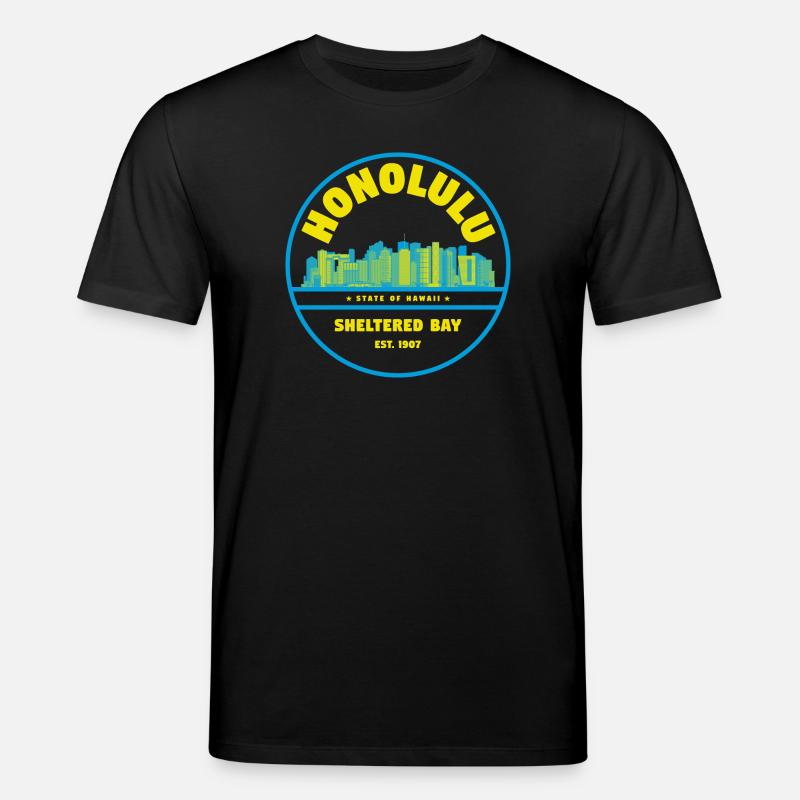 Honolulu Skyline Retro Abzeichen - Stanley/Stella Unisex Bio-T-Shirt CREATOR  - Schwarz