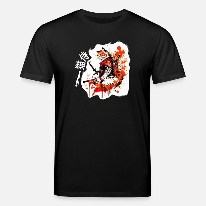 Samurai Katze in Rot - Stanley/Stella Unisex Bio-T-Shirt CREATOR  - Schwarz