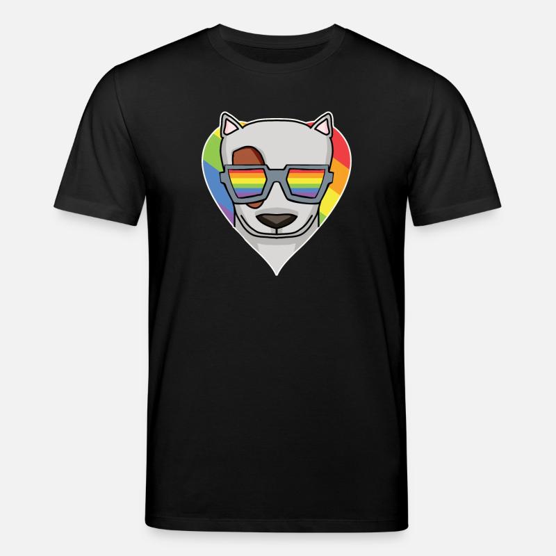 Regenbogen - Hund mit Brille - Bullterrier - Stanley/Stella Unisex Bio-T-Shirt CREATOR - Schwarz
