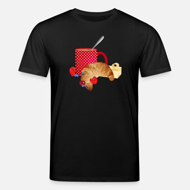 Frühstücks Stillleben mit Croissant,Kaffee, Beeren - Stanley/Stella Unisex Bio-T-Shirt CREATOR  - Schwarz
