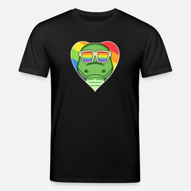 Regenbogen - Krokodil mit Brille - Stanley/Stella Unisex Bio-T-Shirt CREATOR  - Schwarz