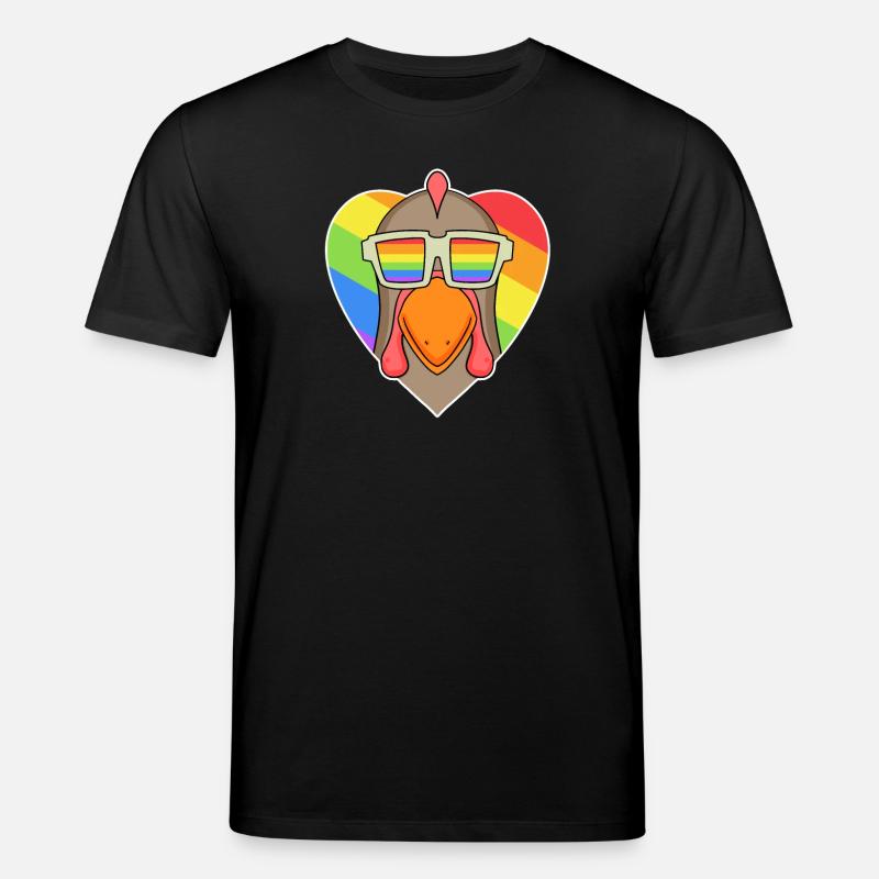Regenbogen - Huhn mit Brille - Stanley/Stella Unisex Bio-T-Shirt CREATOR  - Schwarz