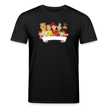 Fünf Figuren aus dem Ensemble des Kasperltheaters - Stanley/Stella Unisex Bio-T-Shirt CREATOR  - Schwarz - Vorne - Alina (178cm) & Michal (187cm)