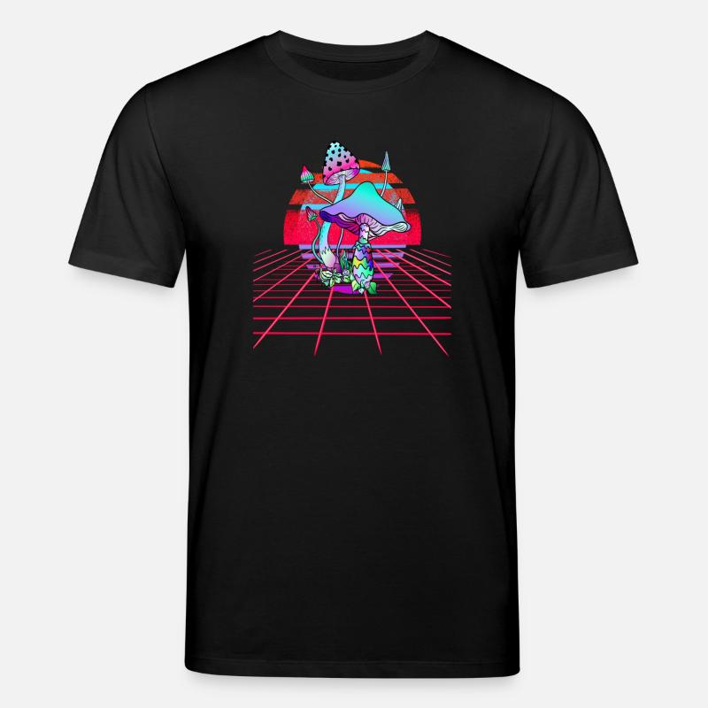 Champignons Psychédéliques - Retro Wave Sunset - T-shirt bio CREATOR Stanley/Stella Unisexe - noir