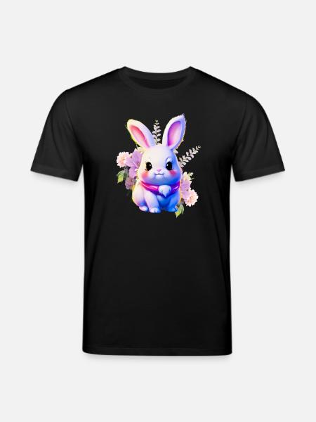 Flowers Easter Bunny Cute Bunny - Stanley/Stella CREATOR Unisex Organic T-Shirt - black