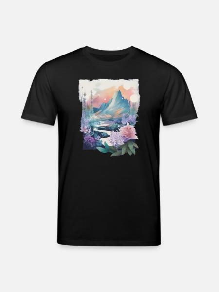 Flower landscape - Stanley/Stella CREATOR Unisex Organic T-Shirt - black