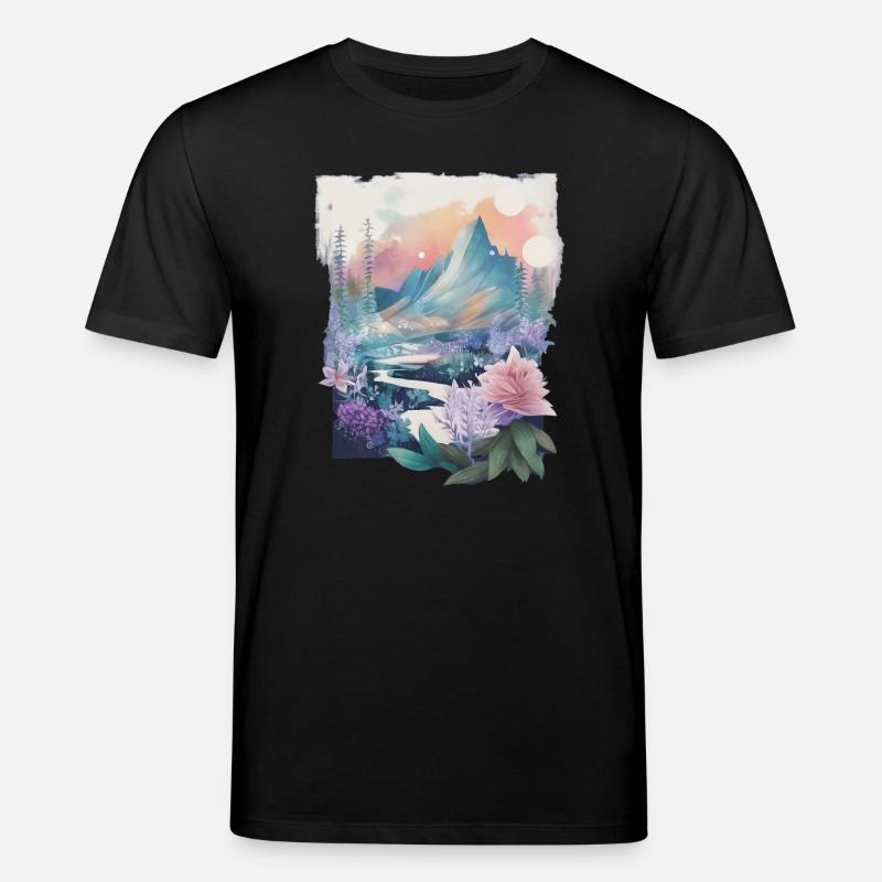 Blumenlandschaft - Stanley/Stella Unisex Bio-T-Shirt CREATOR  - Schwarz