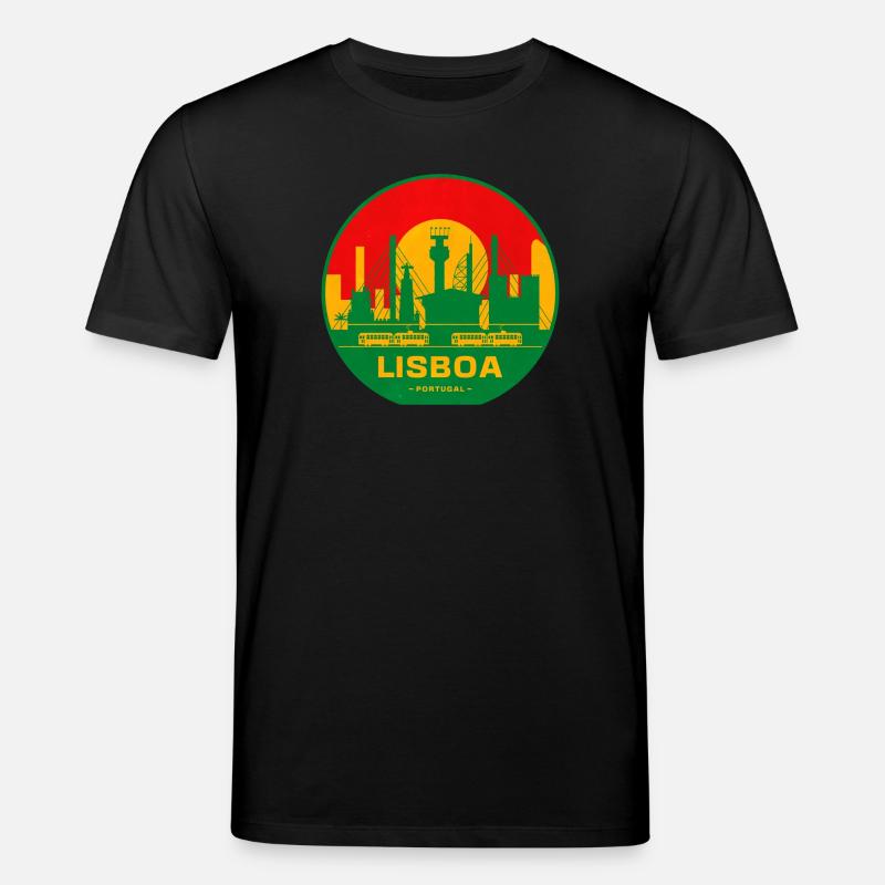 Lisboa Retro Skyline Silhouette - Stanley/Stella Unisex Bio-T-Shirt CREATOR  - Schwarz