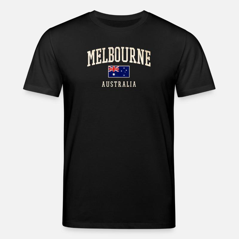 Melbourne, Australie, Design avec drapeau - T-shirt bio CREATOR Stanley/Stella Unisexe - noir
