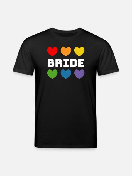 Rainbow heart Bride white - Stanley/Stella CREATOR Unisex Organic T-Shirt - black