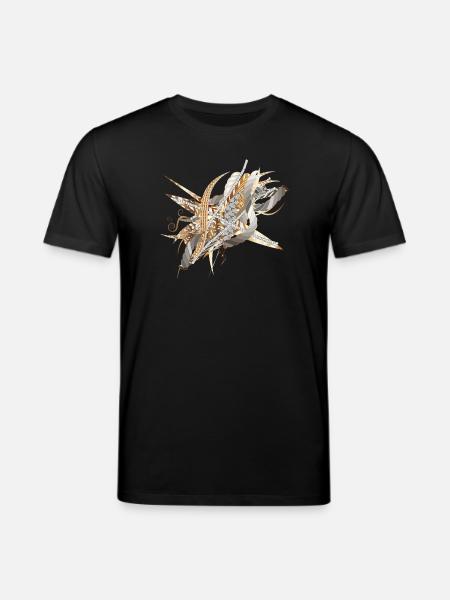 kunstnerisk filigran motiv lavet af bånd og fjer - Stanley/Stella CREATOR økologisk unisex-T-shirt - sort