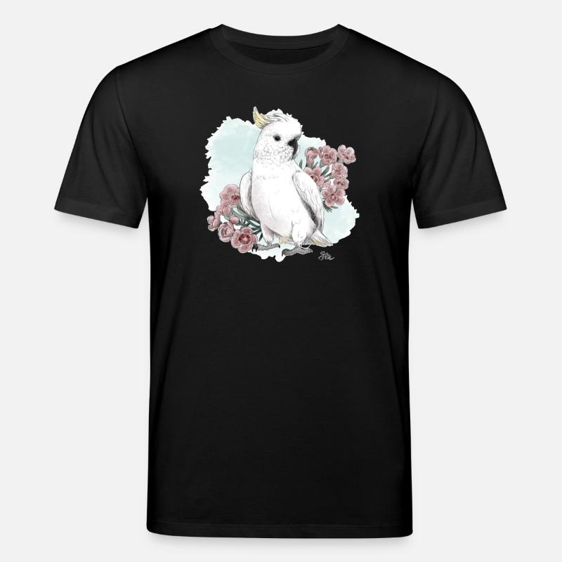 Kakadu mit Blumen - Stanley/Stella Unisex Bio-T-Shirt CREATOR - Schwarz