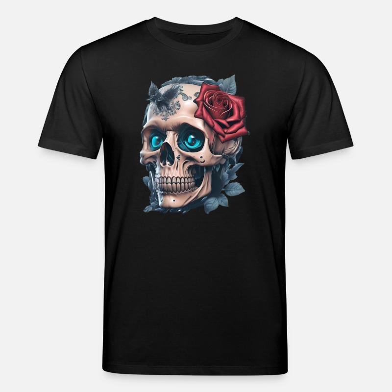 Crâne avec des roses - T-shirt bio CREATOR Stanley/Stella Unisexe - noir