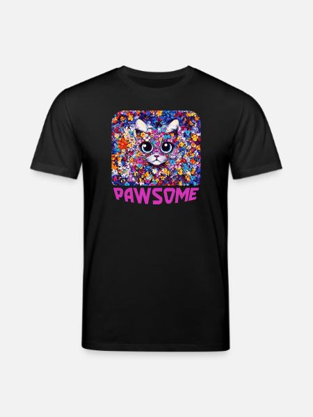 Pawsome - Chat en fleurs - T-shirt bio CREATOR Stanley/Stella Unisexe - noir