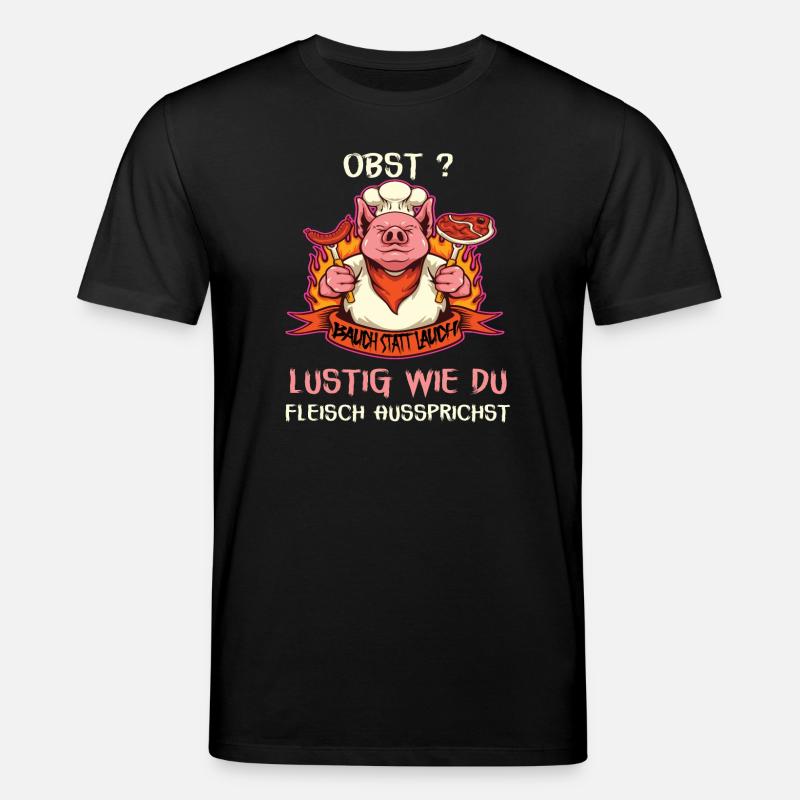 Witziges Schwein mit Fleischspruch - Stanley/Stella Unisex Bio-T-Shirt CREATOR  - Schwarz