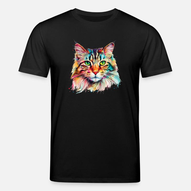Bunte psychedelische Maine Coon Katze - Stanley/Stella Unisex Bio-T-Shirt CREATOR  - Schwarz