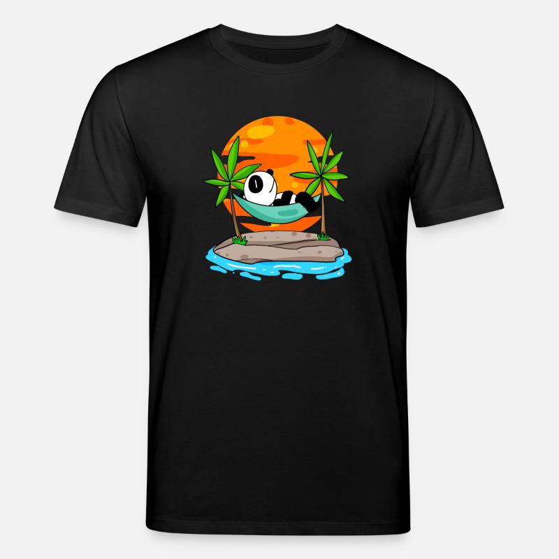 Panda sur la plage - T-shirt bio CREATOR Stanley/Stella Unisexe - noir