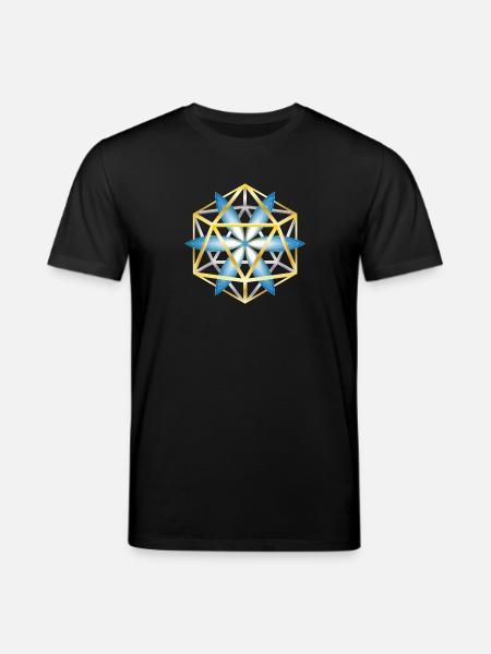 Geometric Mandala Design Blue Gold - Stanley/Stella CREATOR Unisex Organic T-Shirt - black