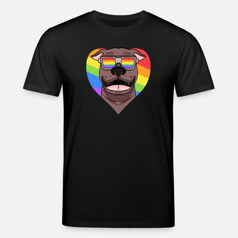 Rainbow - Chien pitbull avec lunettes - T-shirt bio CREATOR Stanley/Stella Unisexe - noir