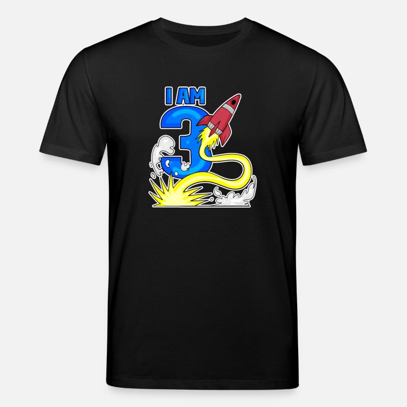 3 Birthday Boy Astronaut Rocket - Three Years - Stanley/Stella CREATOR Unisex Organic T-Shirt - black