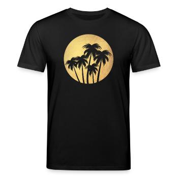 Kreis Gold Palmen Luxus Urlaub rund chillen Südsee - Stanley/Stella Unisex Bio-T-Shirt CREATOR  - Schwarz - Vorne - Alina (178cm) & Michal (187cm)