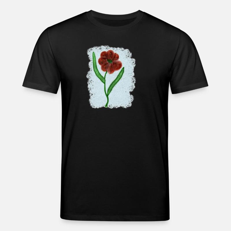 Rostrote Blume mit Grünen Blättern - Stanley/Stella Unisex Bio-T-Shirt CREATOR  - Schwarz