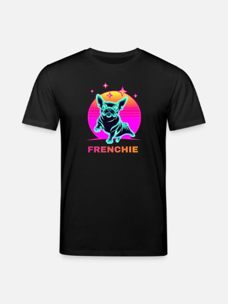 Französiche Bulldogge Synthwave Frenchie - Stanley/Stella Unisex Bio-T-Shirt CREATOR - Schwarz