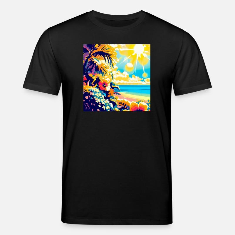 Plage tropicale rétro et soleil - T-shirt bio CREATOR Stanley/Stella Unisexe - noir