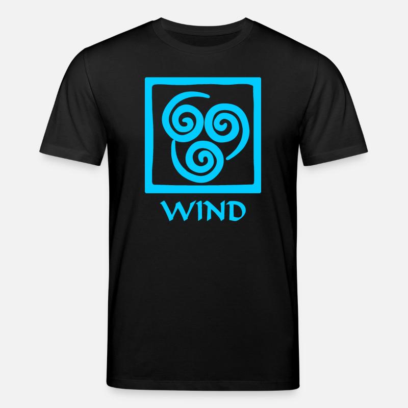 Symbole du texte bleu vent 'WIND' - T-shirt bio CREATOR Stanley/Stella Unisexe - noir