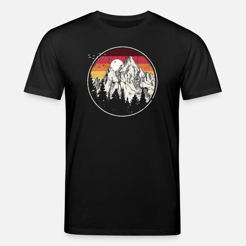 Retro Mountain Sunset Circle - Stanley/Stella CREATOR Unisex Organic T-Shirt - black