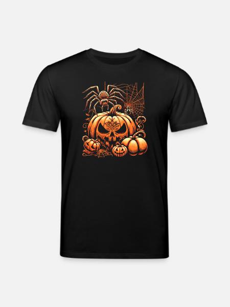 Halloween-Spinne mit Kürbissen - Stanley/Stella Unisex Bio-T-Shirt CREATOR - Schwarz