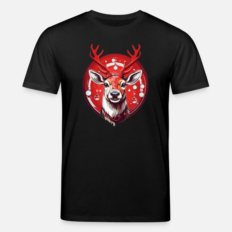 Rentier mit Weihnachtskugeln - Stanley/Stella Unisex Bio-T-Shirt CREATOR  - Schwarz