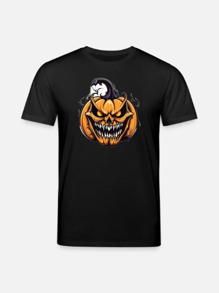 Creepy pumpkin with demon mask - Stanley/Stella CREATOR Unisex Organic T-Shirt - black