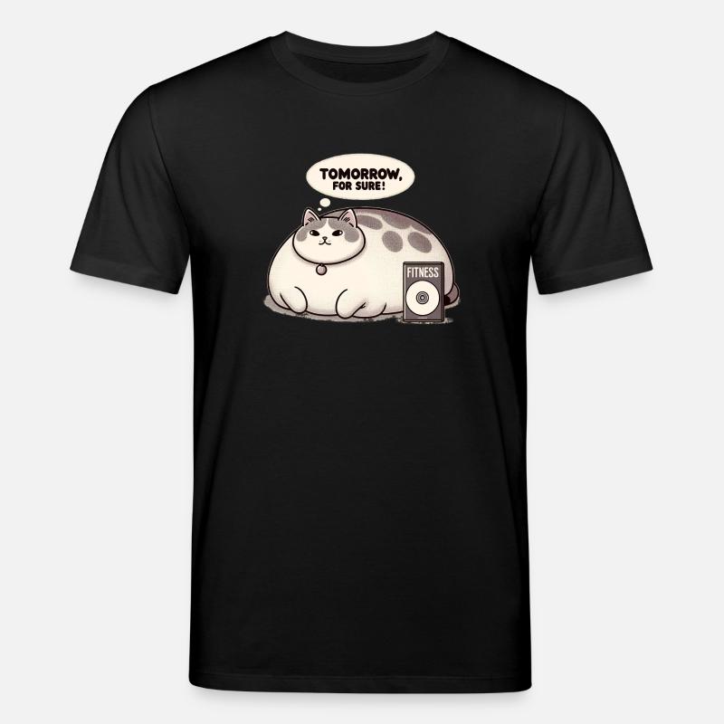 Fitnessmuffel Katze - Stanley/Stella Unisex Bio-T-Shirt CREATOR  - Schwarz