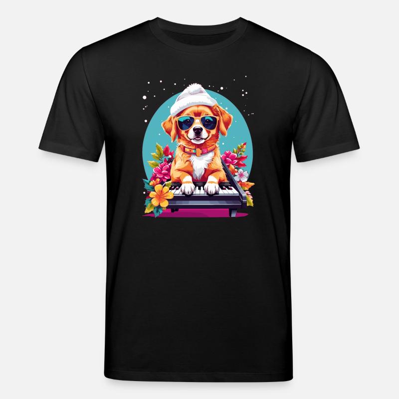 Hund mit Piano - Stanley/Stella Unisex Bio-T-Shirt CREATOR  - Schwarz