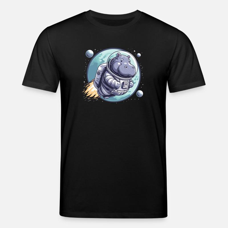Hippopotame astronaute spatial - T-shirt bio CREATOR Stanley/Stella Unisexe - noir