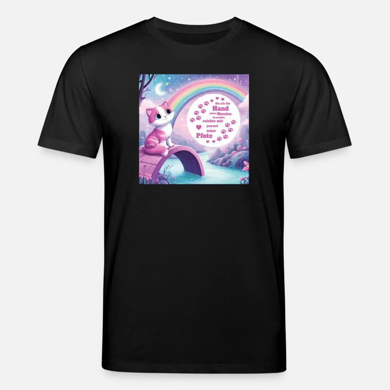 Katze mit Regenbogen - Stanley/Stella Unisex Bio-T-Shirt CREATOR  - Schwarz