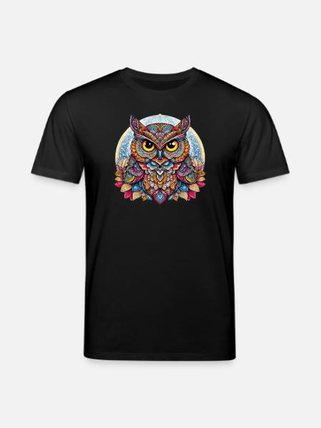 Eule mit Mandalas verziert - Stanley/Stella Unisex Bio-T-Shirt CREATOR  - Schwarz