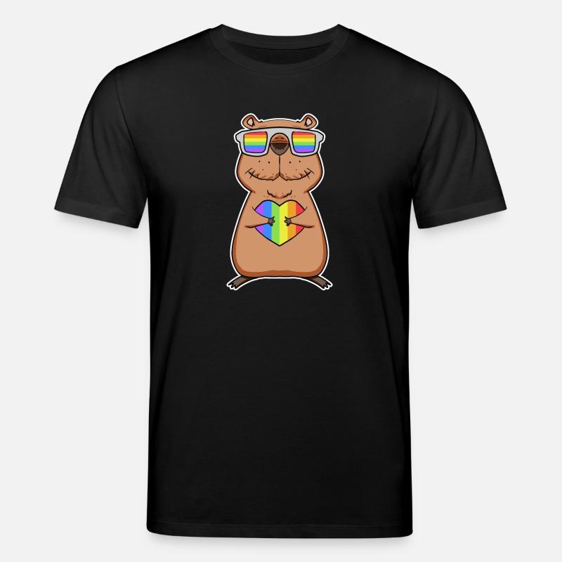 Capybara Capybara Rainbow - Stanley/Stella CREATOR Unisex Organic T-Shirt - black