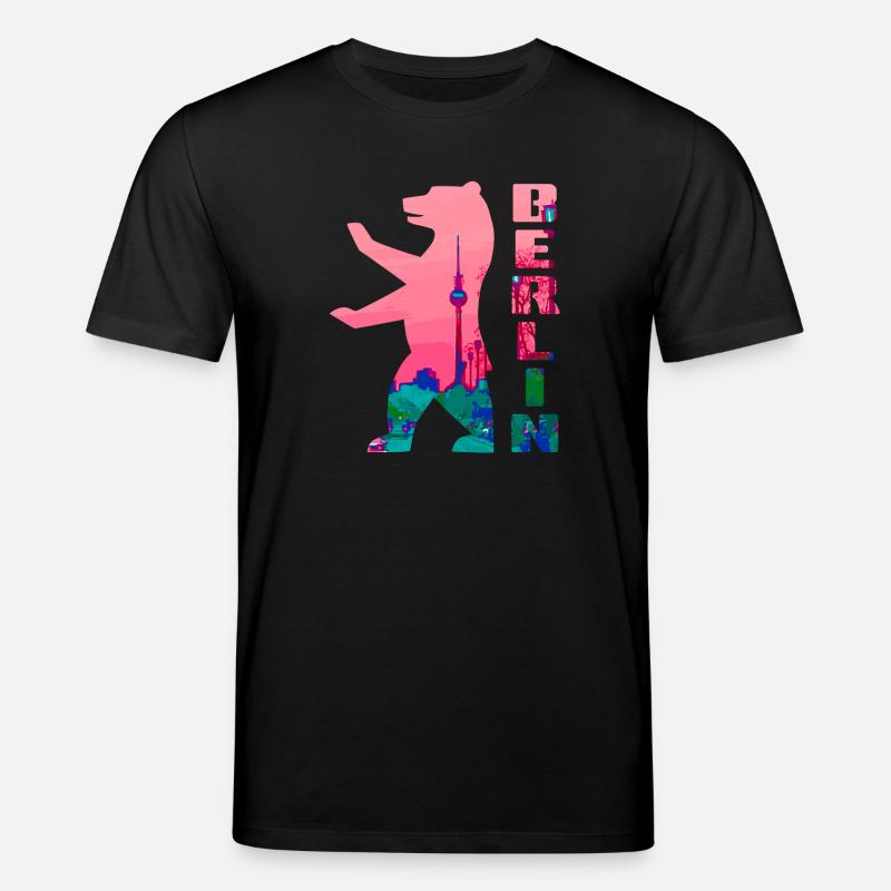 Silhouette de néon d’ours de Berlin - T-shirt bio CREATOR Stanley/Stella Unisexe - noir